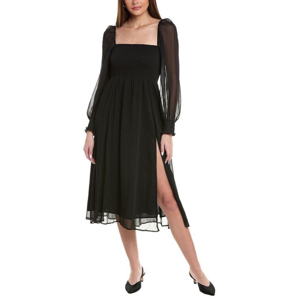 Reveriee Womens Midi Dress, Black